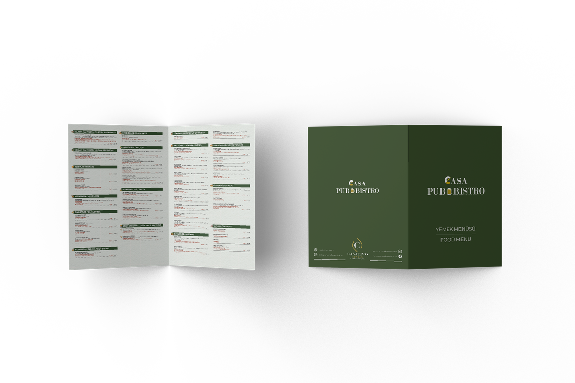 Casativo Hotel menu design mockup